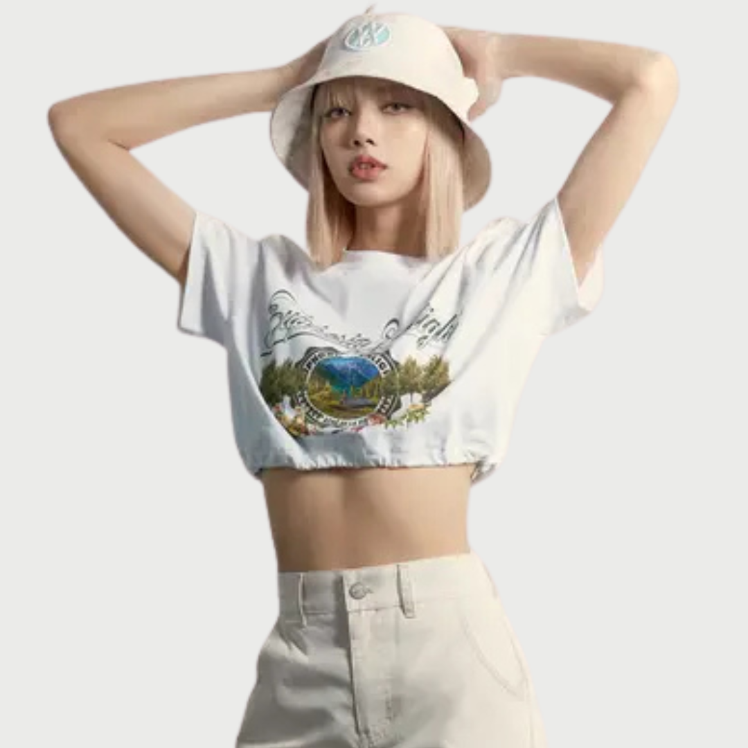 ADLV - Greenery Artwork Crop Top Short Sleeve T-shirt - Image 2
