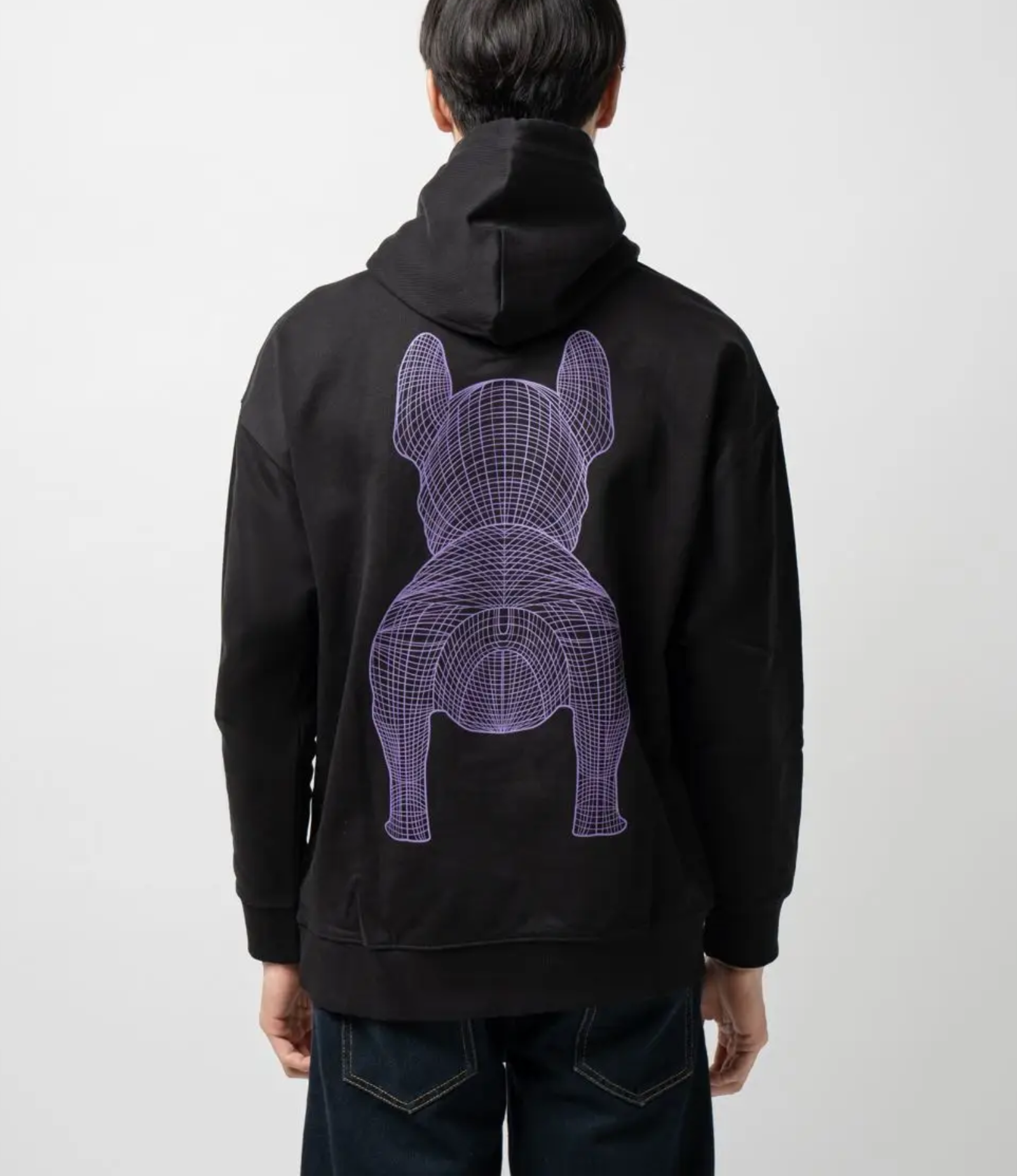 LIFE WORK - Mesh Frame Pug Black Hoodie - Image 2