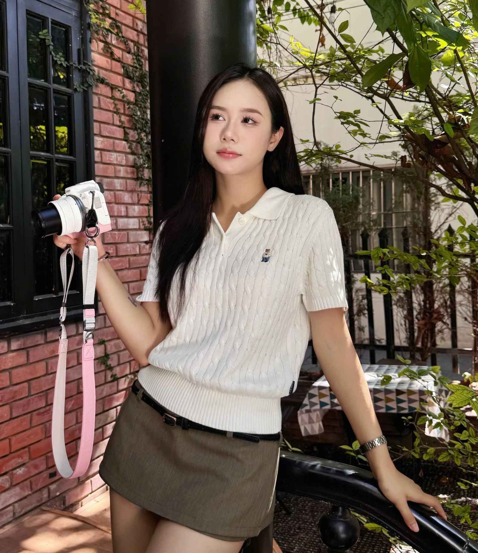 WHO.AU - Steve Collar Cable Short Sleeve Sweater