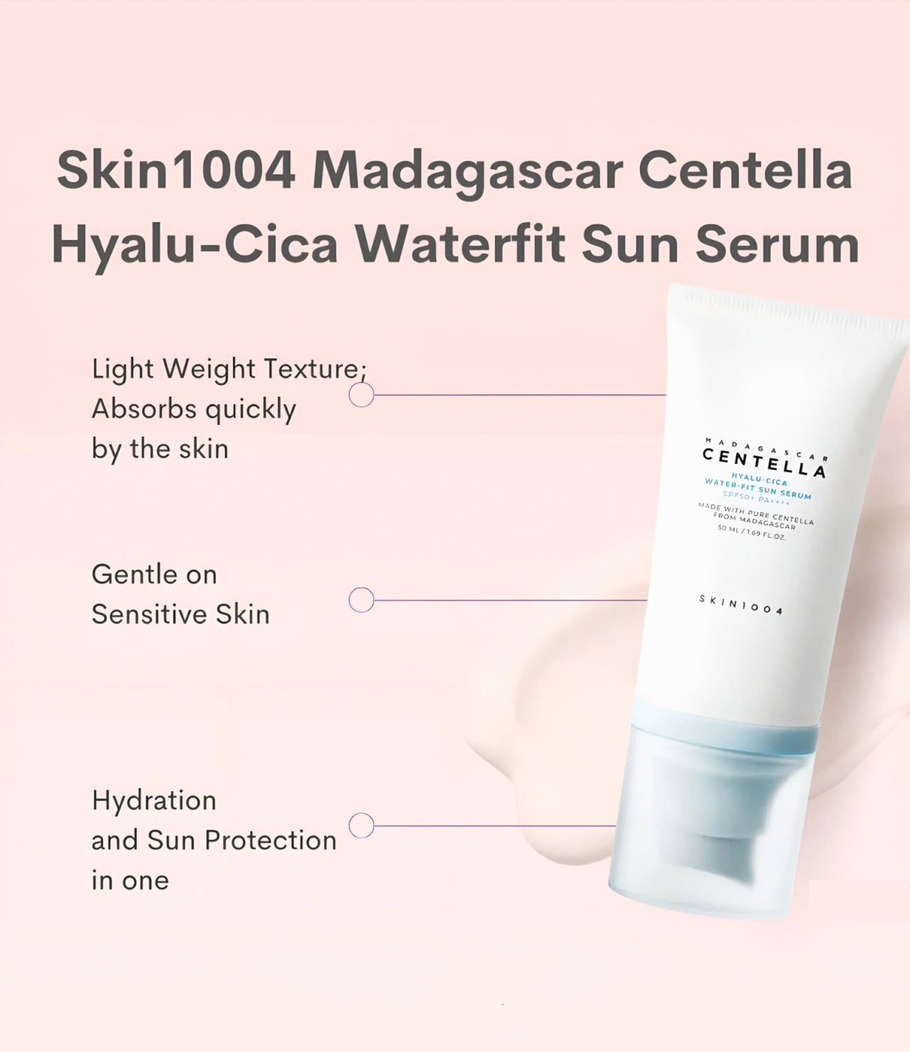 SKIN1004 - Hyalu-Cica Water Fit Sun Serum 50ml - Image 2