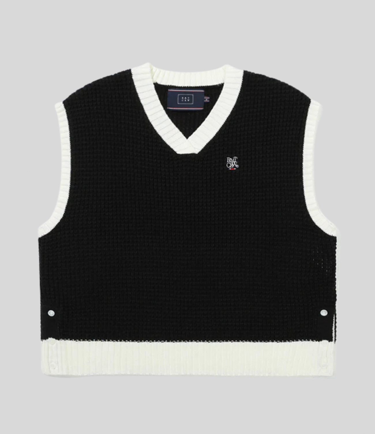 ROMANTIC CROWN - Waffle Knit Vest Black S