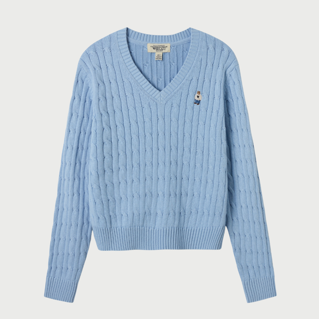 WHO.AU - V-neck Cable Sweater - Image 3