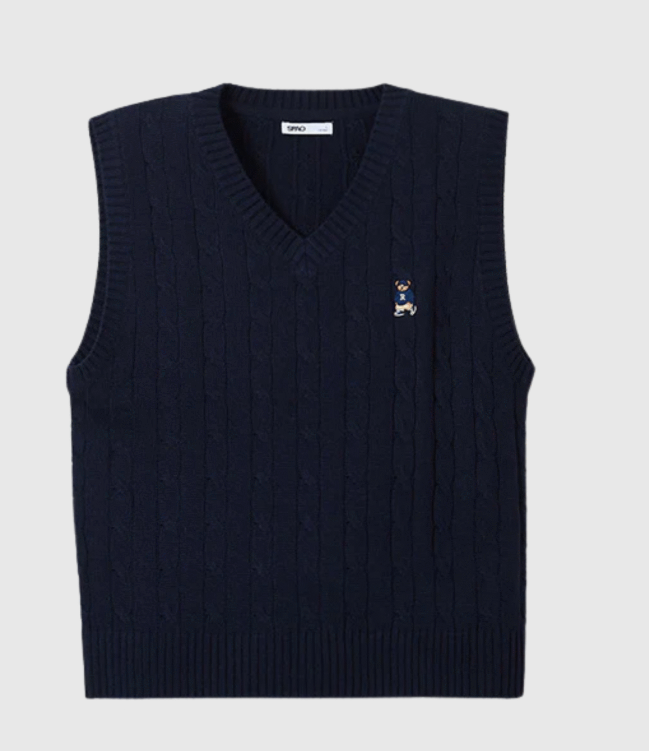 SPAO - Woody Cable V-neck Vest Navy S - Image 2