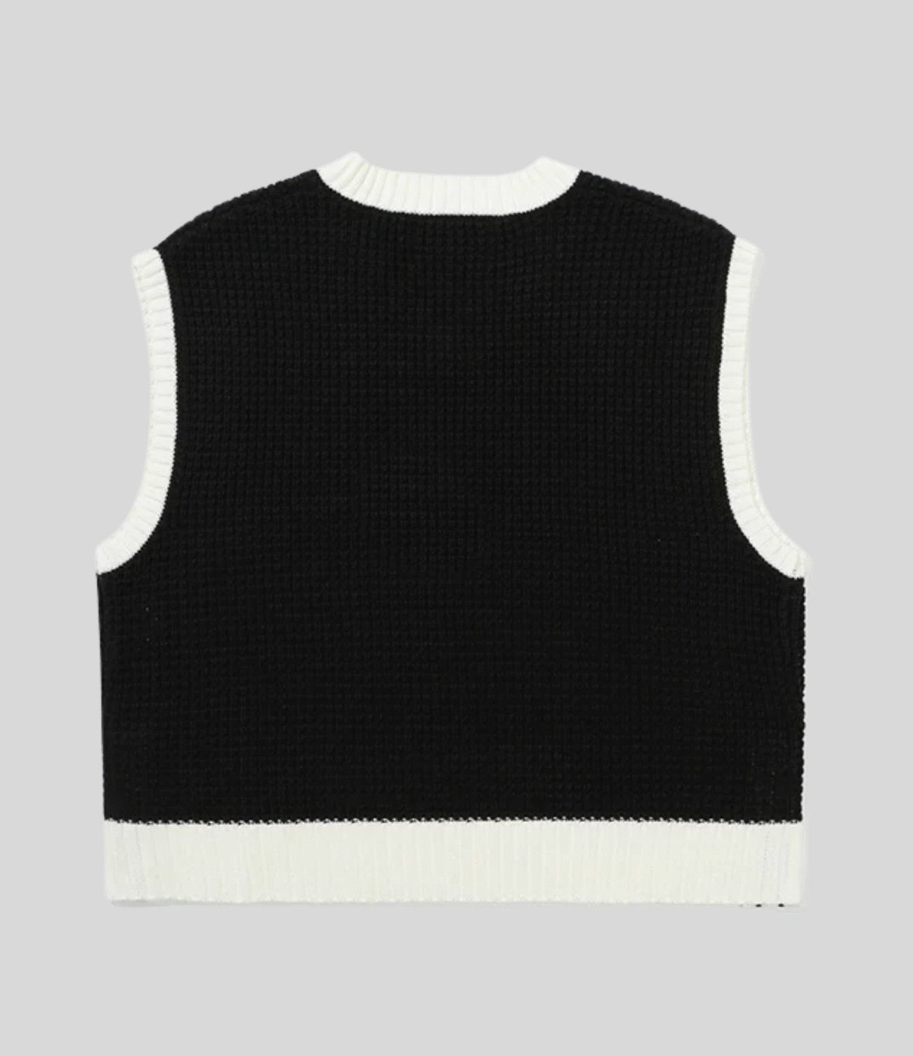 ROMANTIC CROWN - Waffle Knit Vest Black S - Image 3
